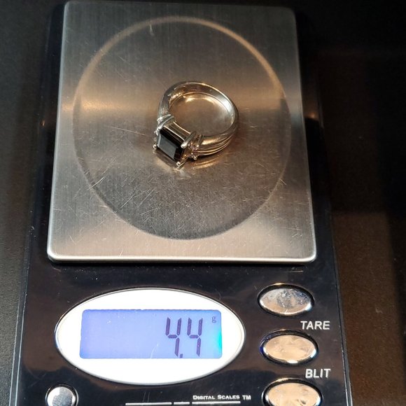 Size 7 925 Sterling Silver Square Smoky Quartz And CZ Ring - Picture 8 of 8